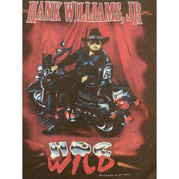 Best Buy Other - VTG Hank Williams Jr Hog 1995 Wild Tour Faded  T-Shirt Sz Large Fast Shipping